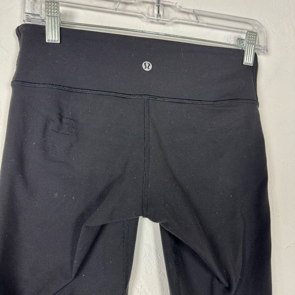 Lululemon Leggings‎ Wunder Under Crop Solid Black Classic Workout Yoga Knit - Picture 5 of 8